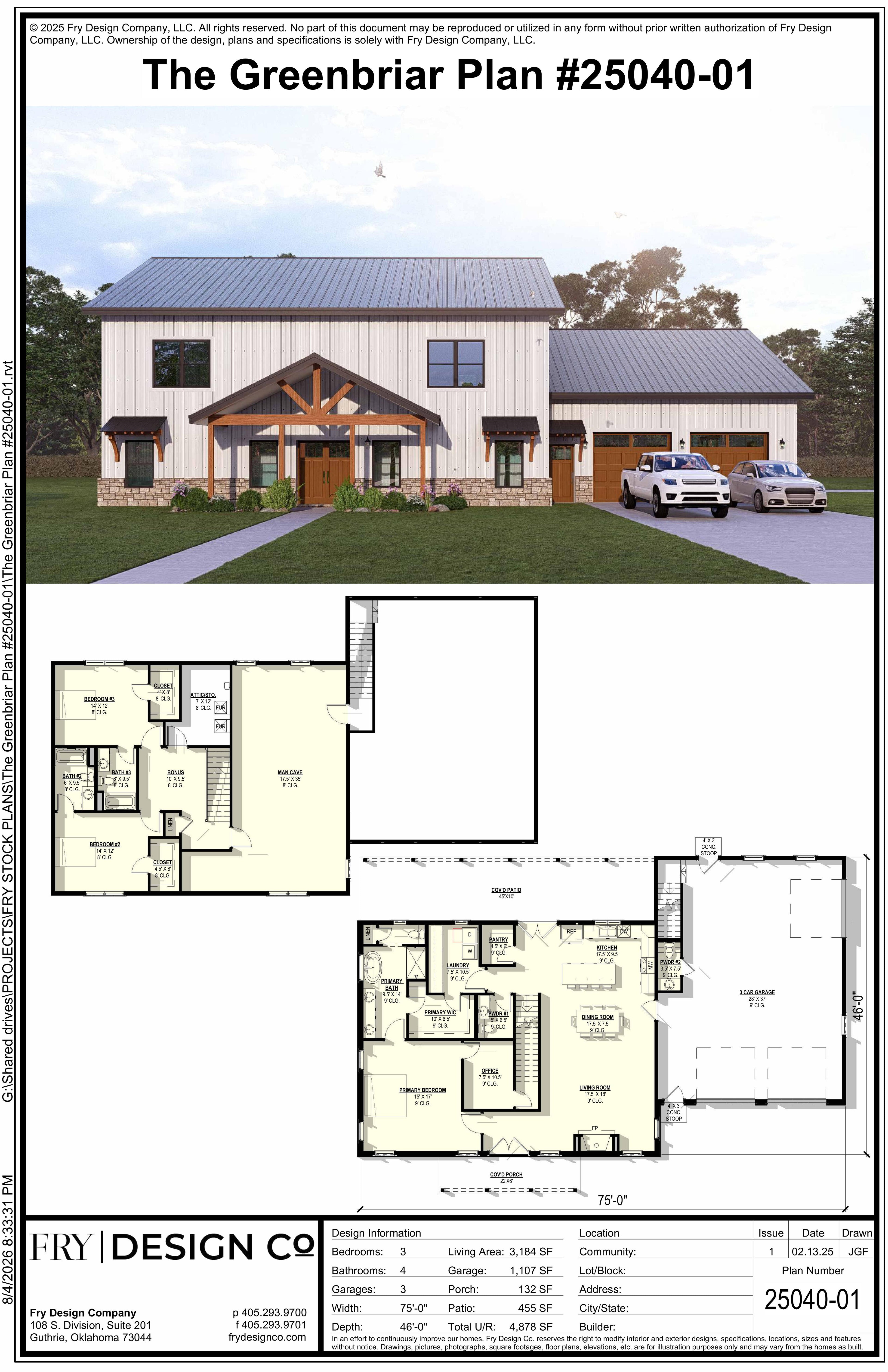 Greenbriar Plan (3/4/3 3,184 SF)
