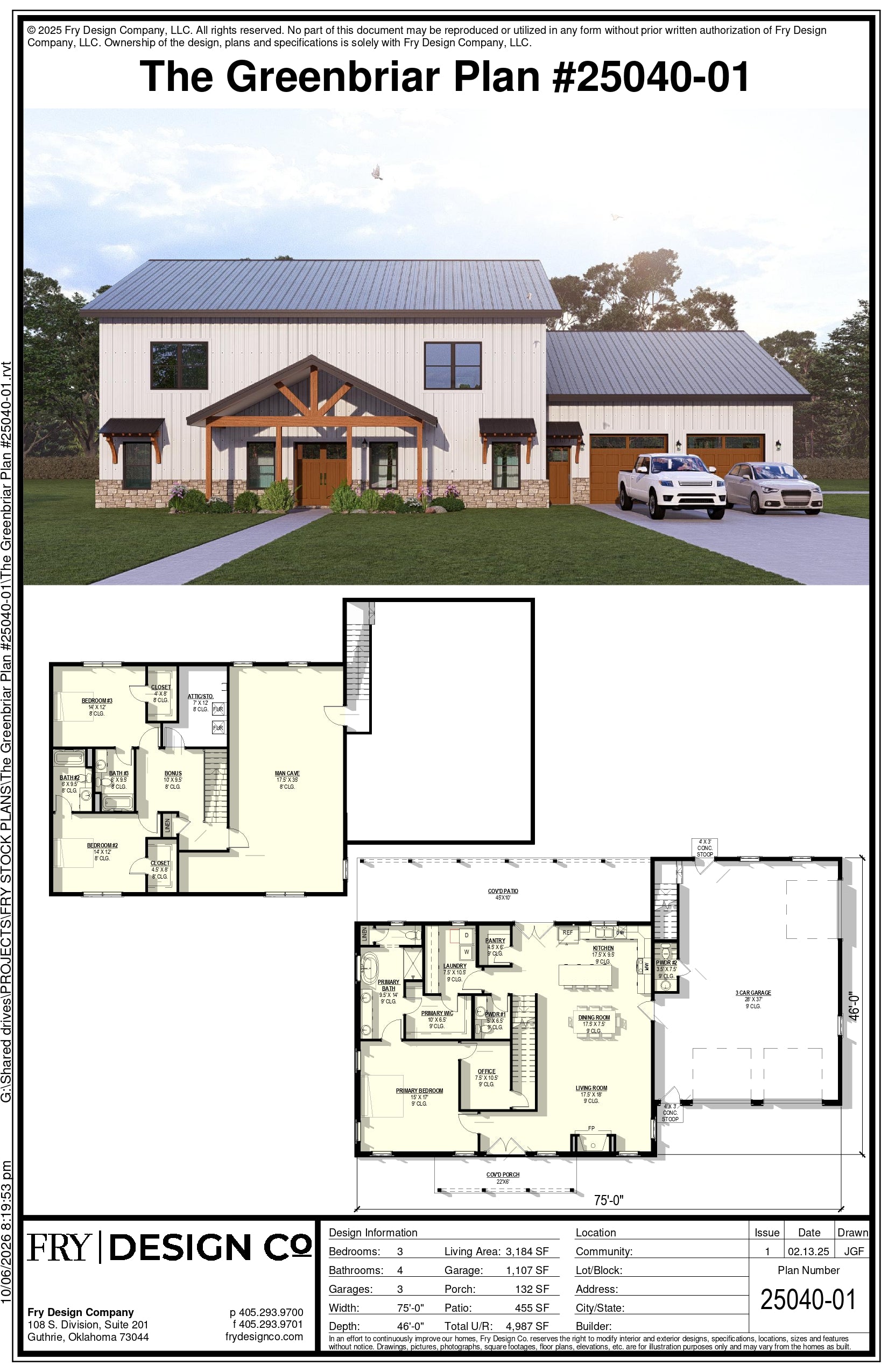 Greenbriar Plan (3/4/3 3,184 SF)