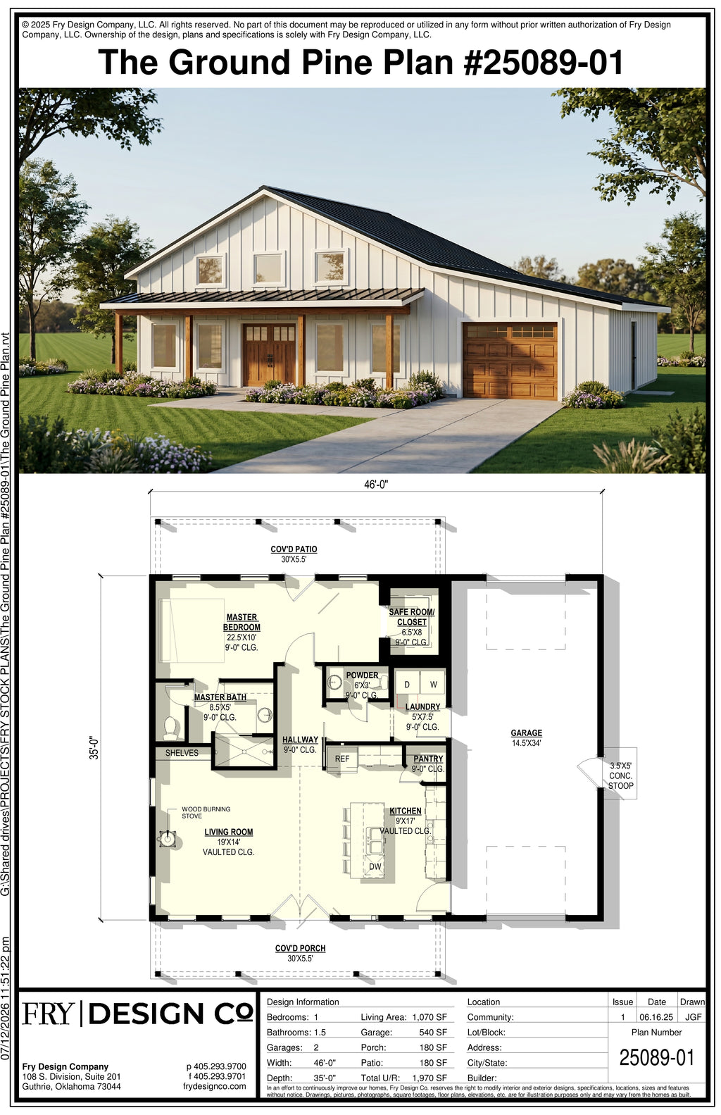 Ground Pine Plan (1/1.5/2 1,070 SF)