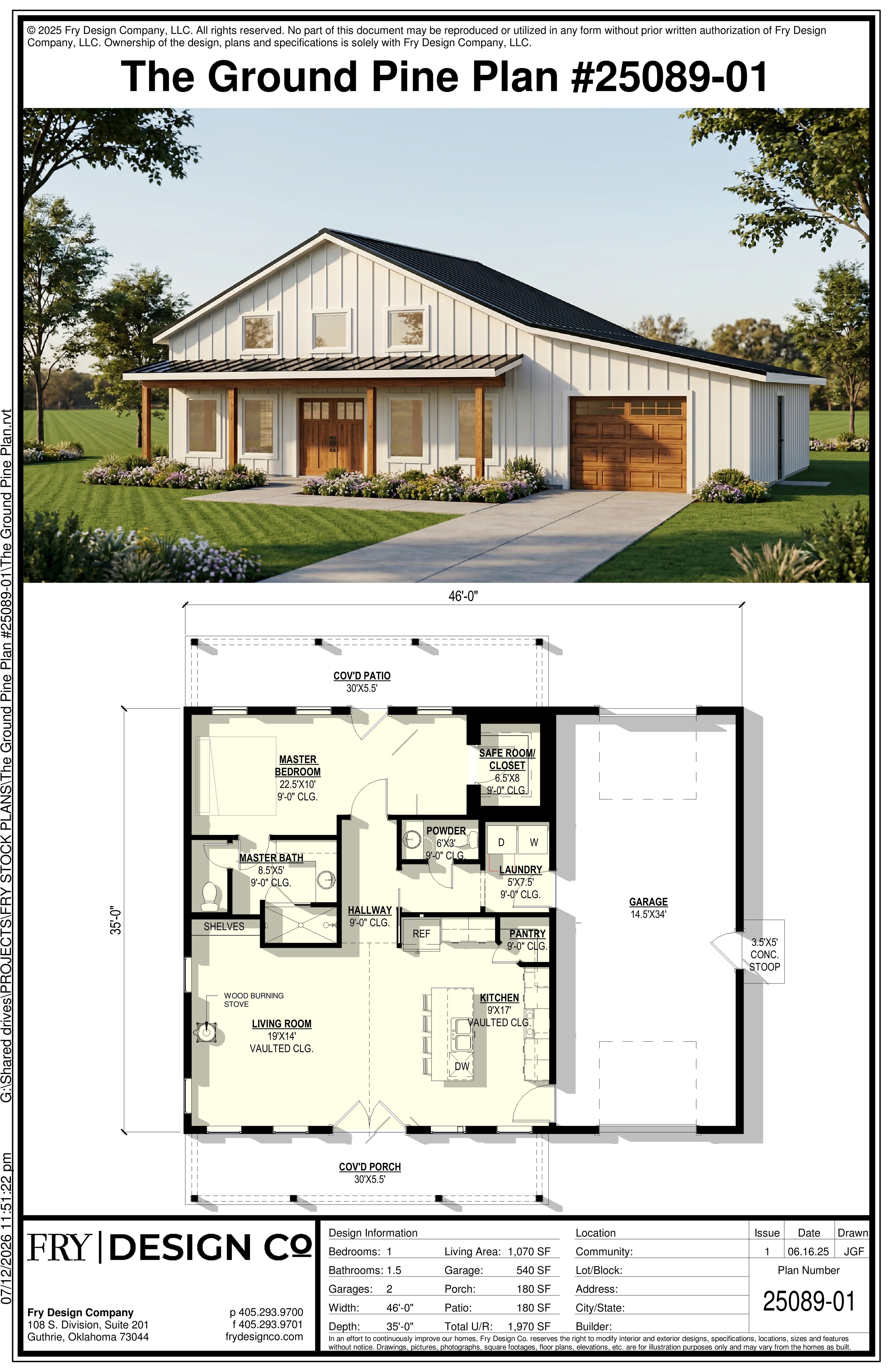 Ground Pine Plan (1/1.5/2 1,070 SF)