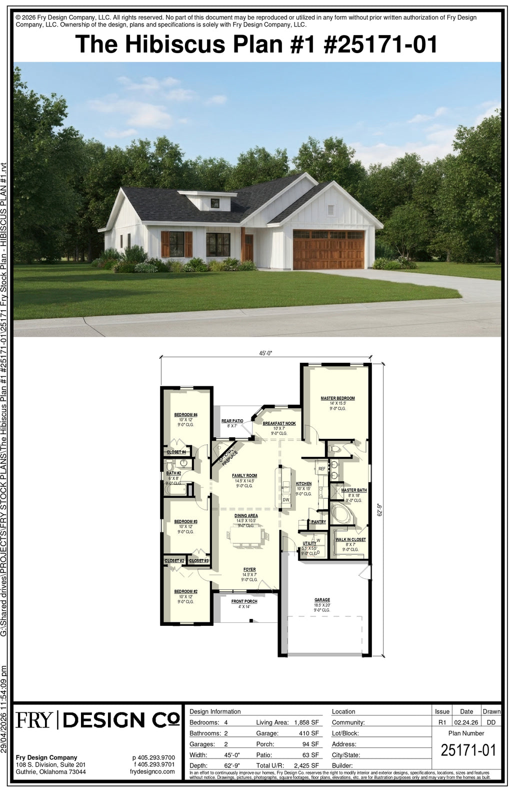 Hibiscus #1 Plan (4/2/2 1,858 SF)