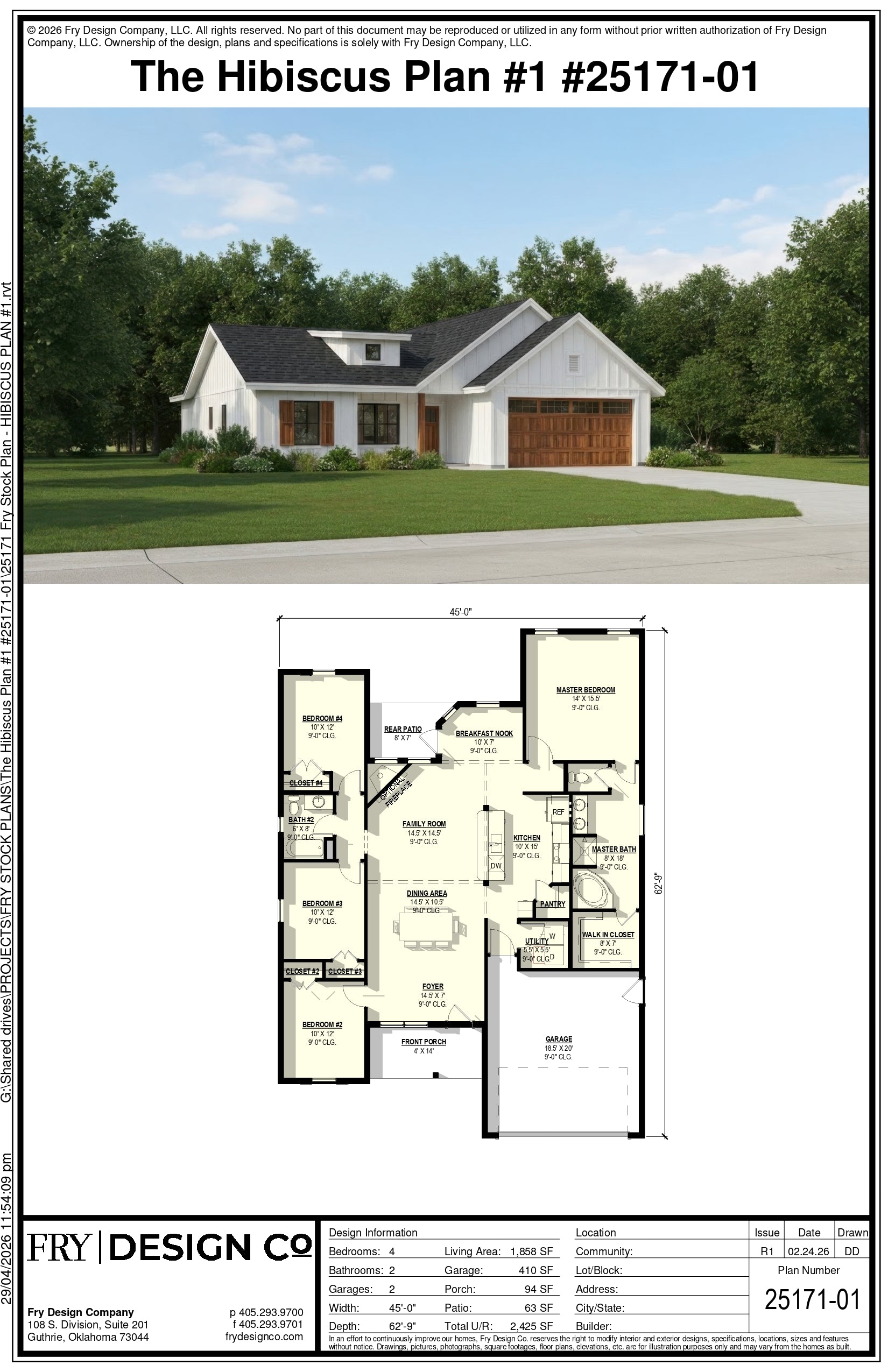 Hibiscus #1 Plan (4/2/2 1,858 SF)