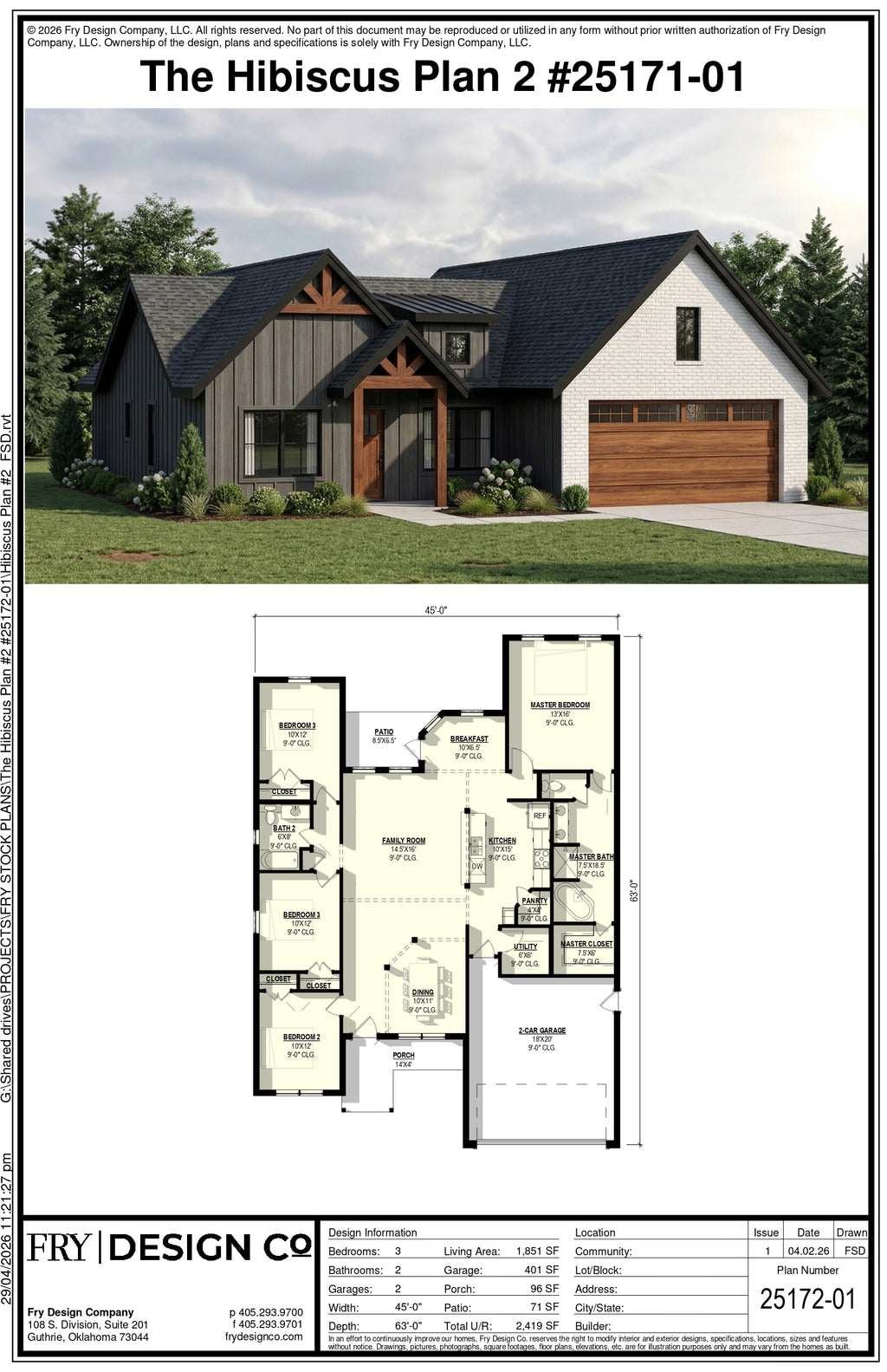 Hibiscus #2 Plan (4/2/2 1,851 SF)