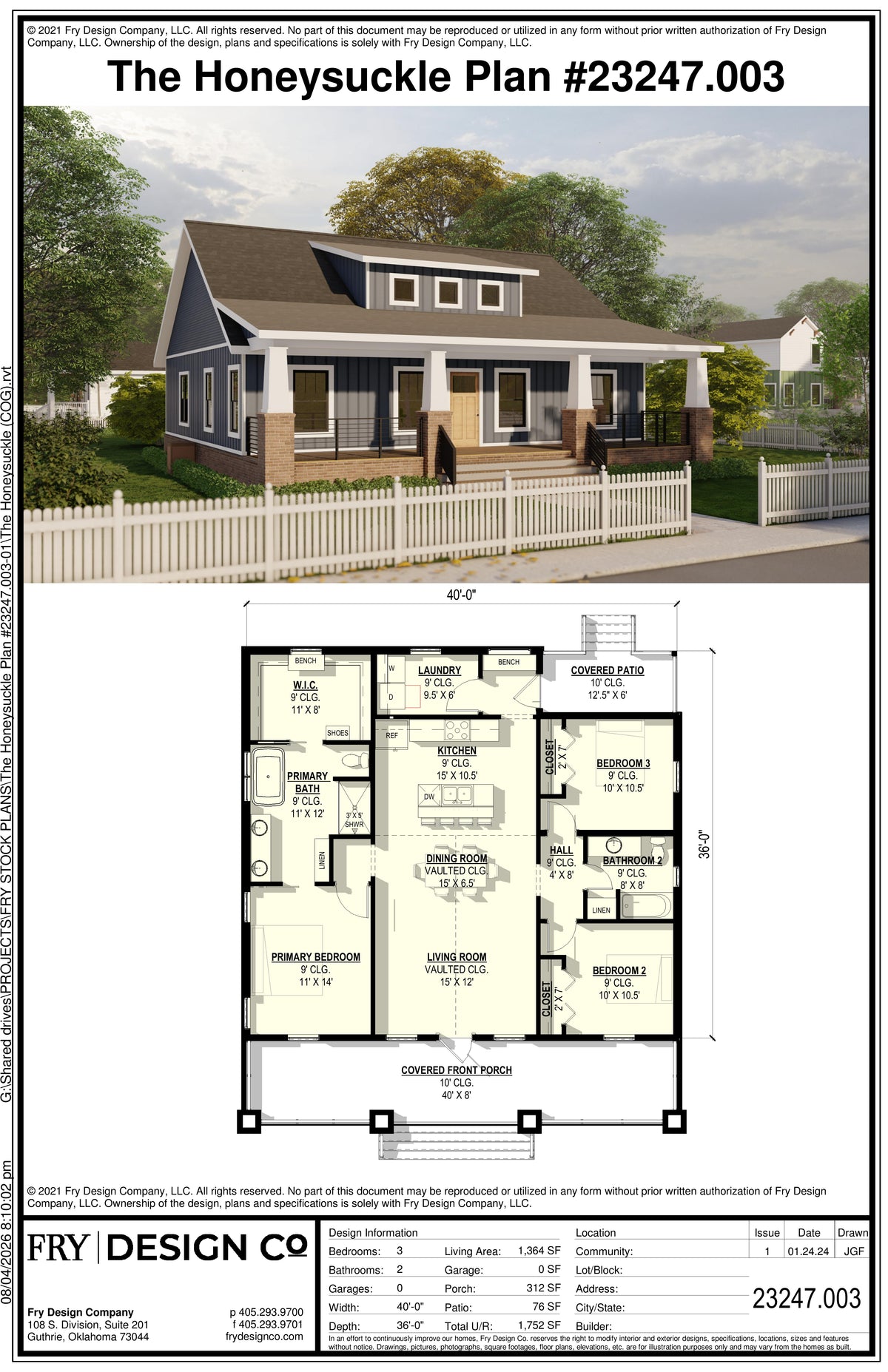 Honeysuckle Plan (3/2/0 1,364 SF)