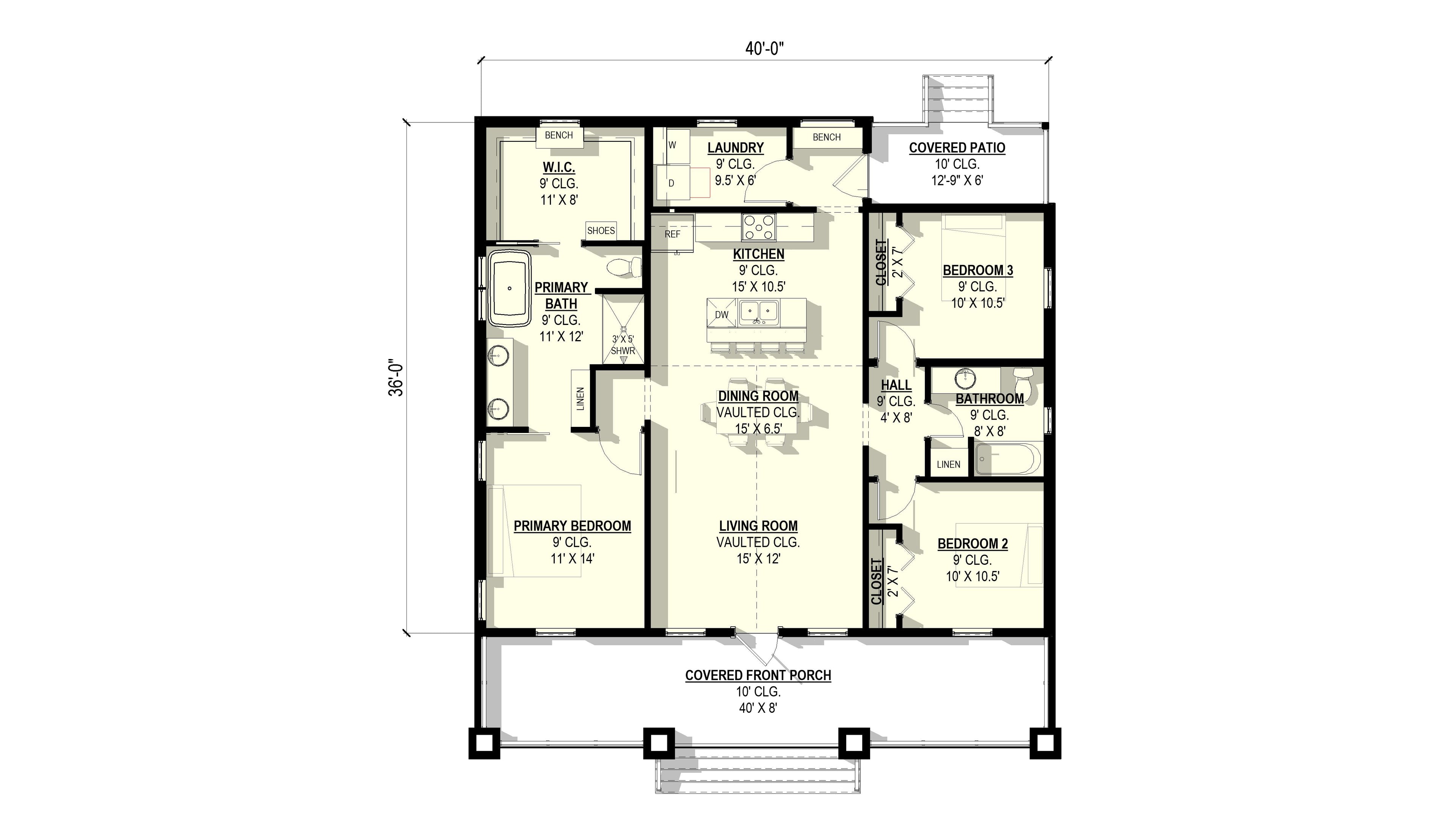 Honeysuckle Plan (3/2/0 1,364 SF)