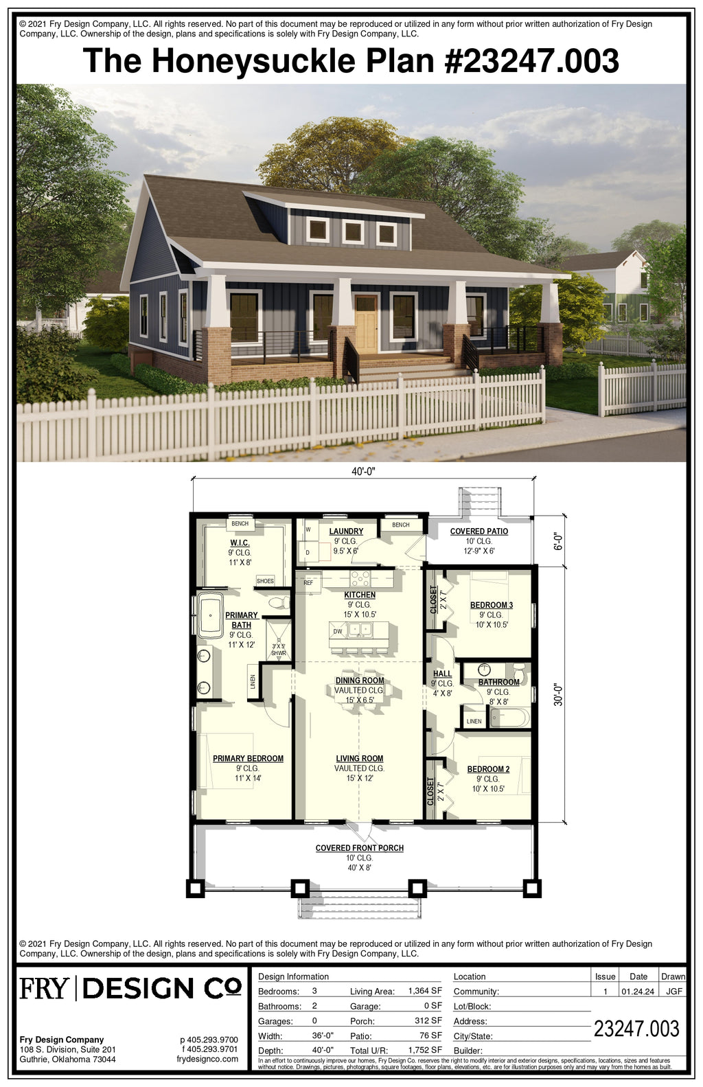 Honeysuckle Plan (3/2/0 1,364 SF)