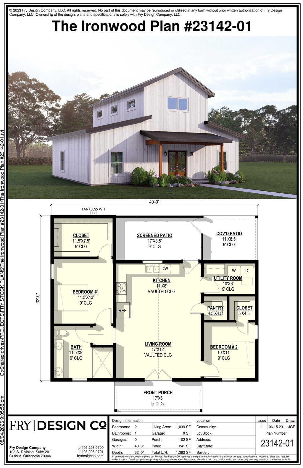 Ironwood Plan (2/1/0 1,039 SF)