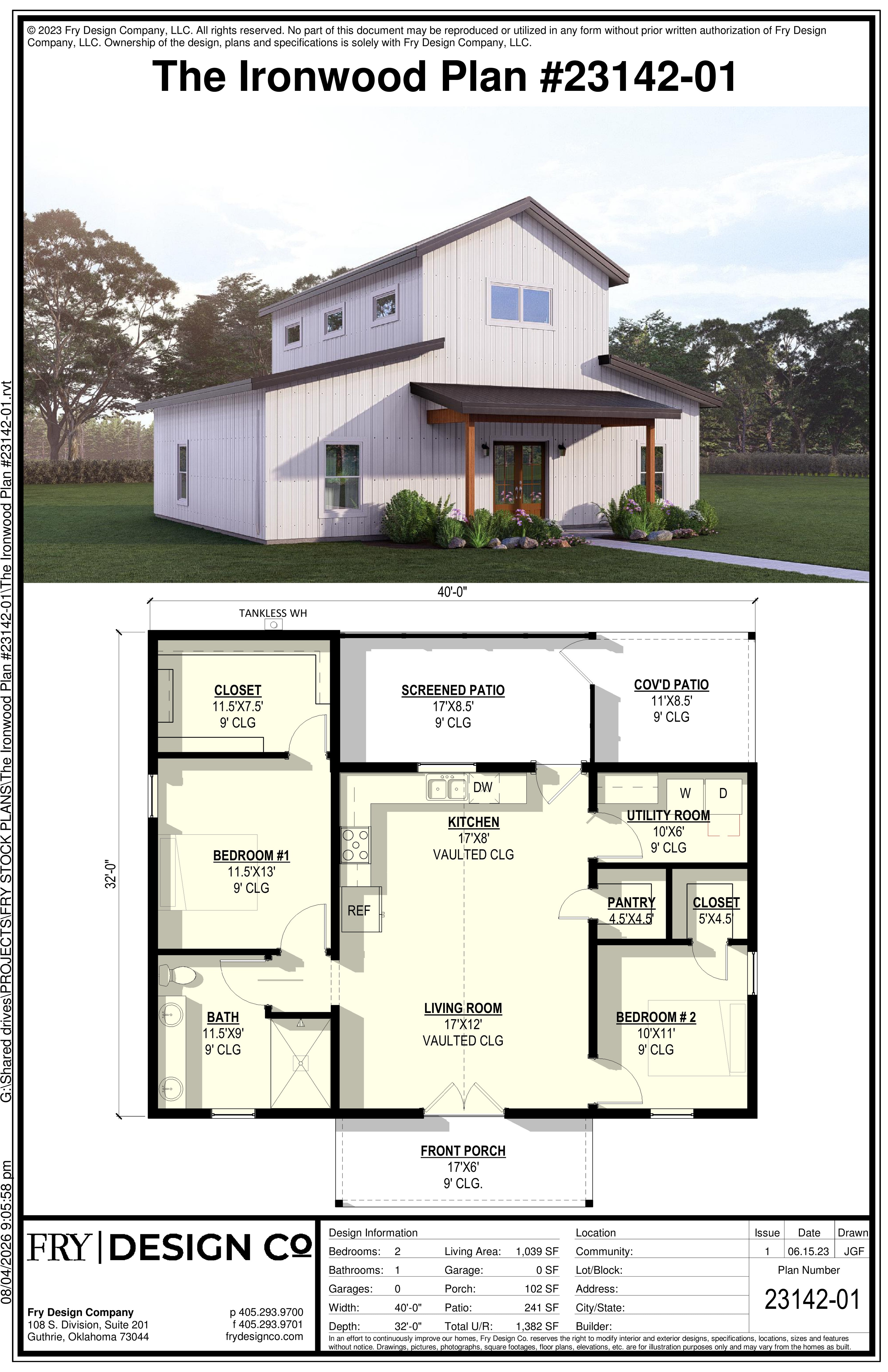 Ironwood Plan (2/1/0 1,039 SF)