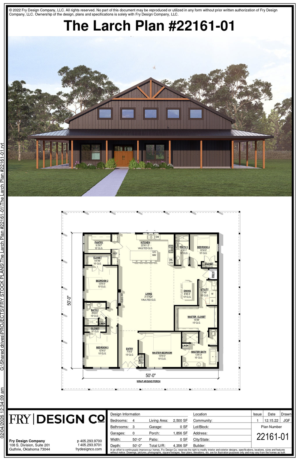 Larch Plan (4/3/0 2,500 SF)