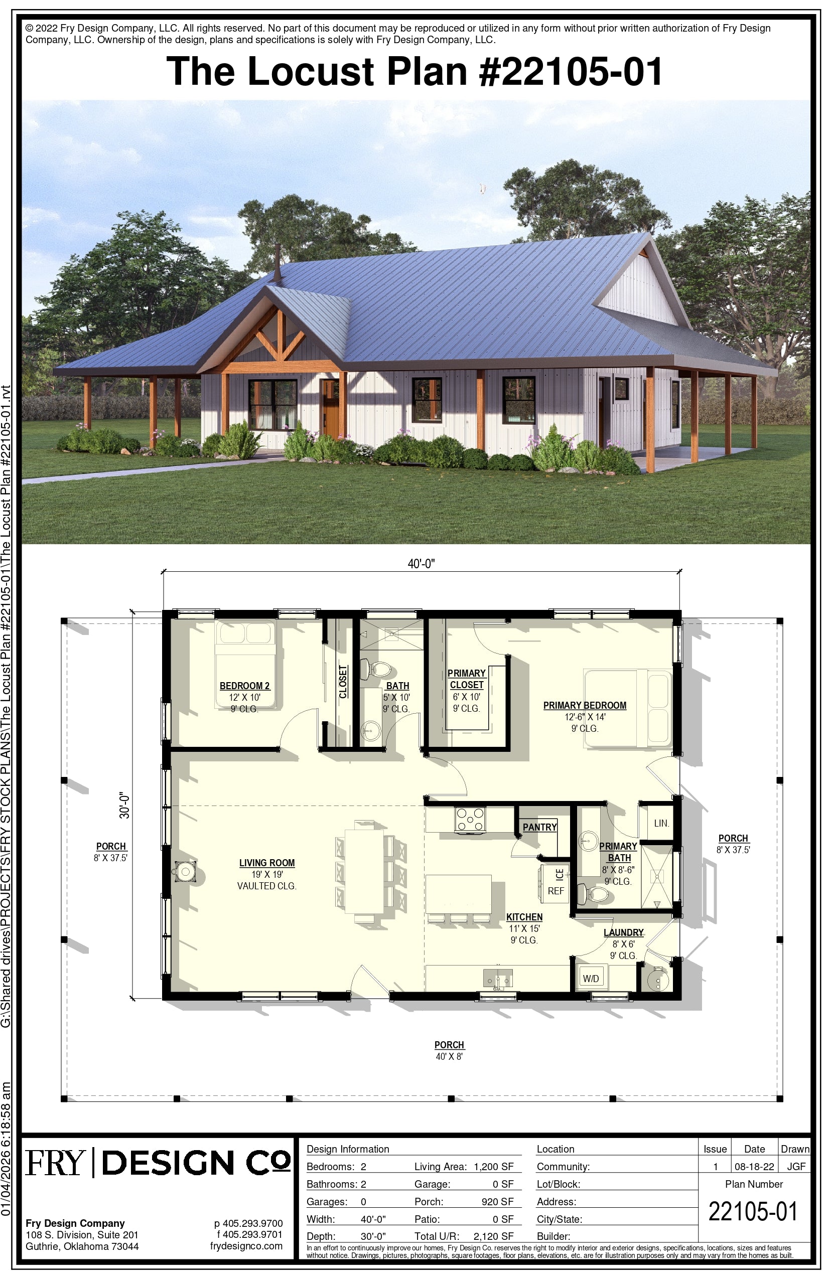 Locust Plan (2/2/0 1,200 SF)