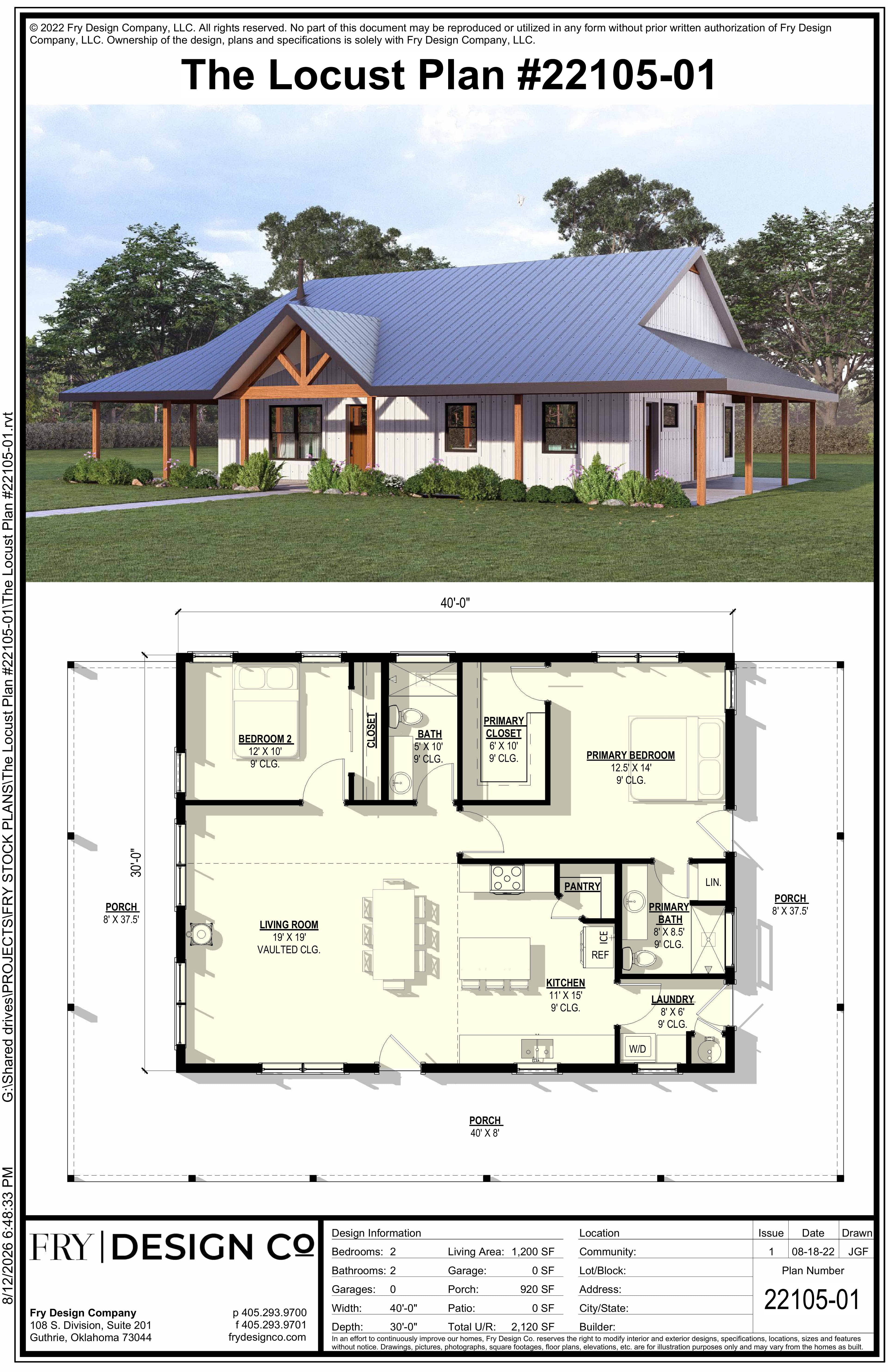 Locust Plan (2/2/0 1,200 SF)