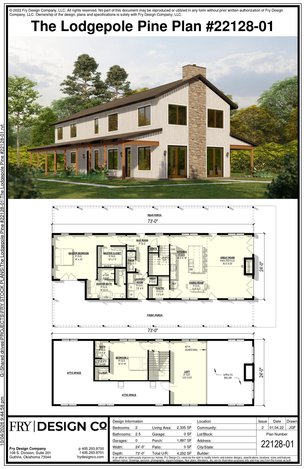 Lodgepole Pine Plan (2/2.5/0 2,335 SF)