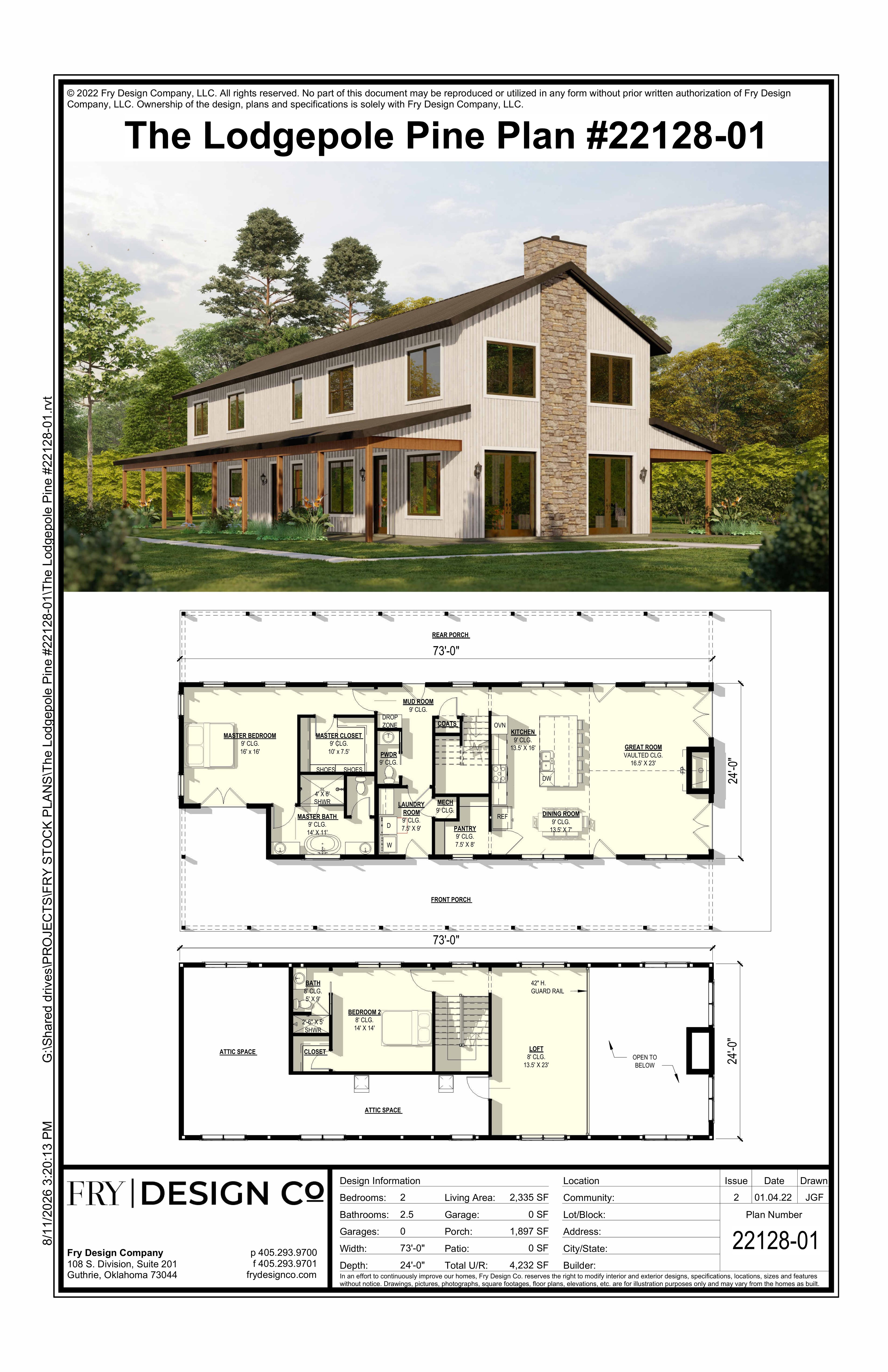 Lodgepole Pine Plan (2/2.5/0 2,335 SF)
