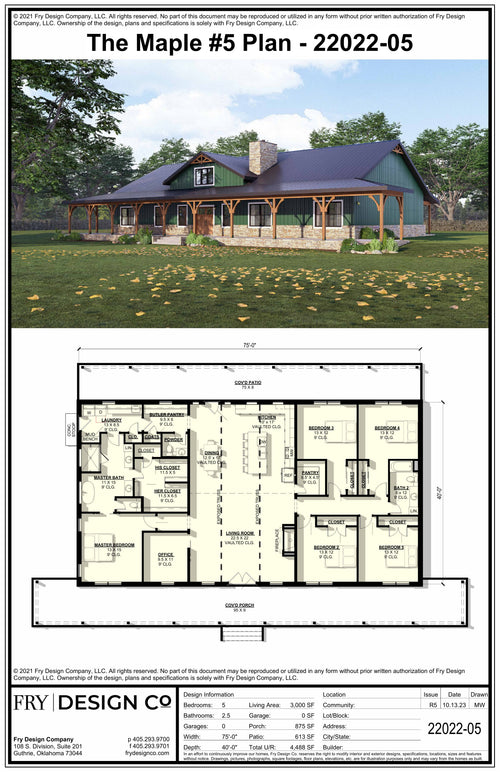 Maple #5 Plan (5/2.5/0 3,000 SF)