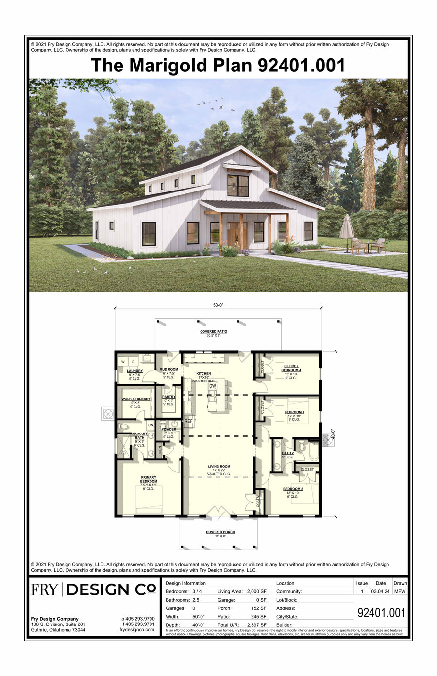 Marigold Plan (4/2.5/0 2,000 SF)