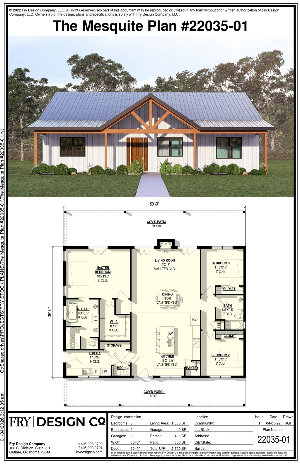 Mesquite Plan (3/2/0 1,800 SF)