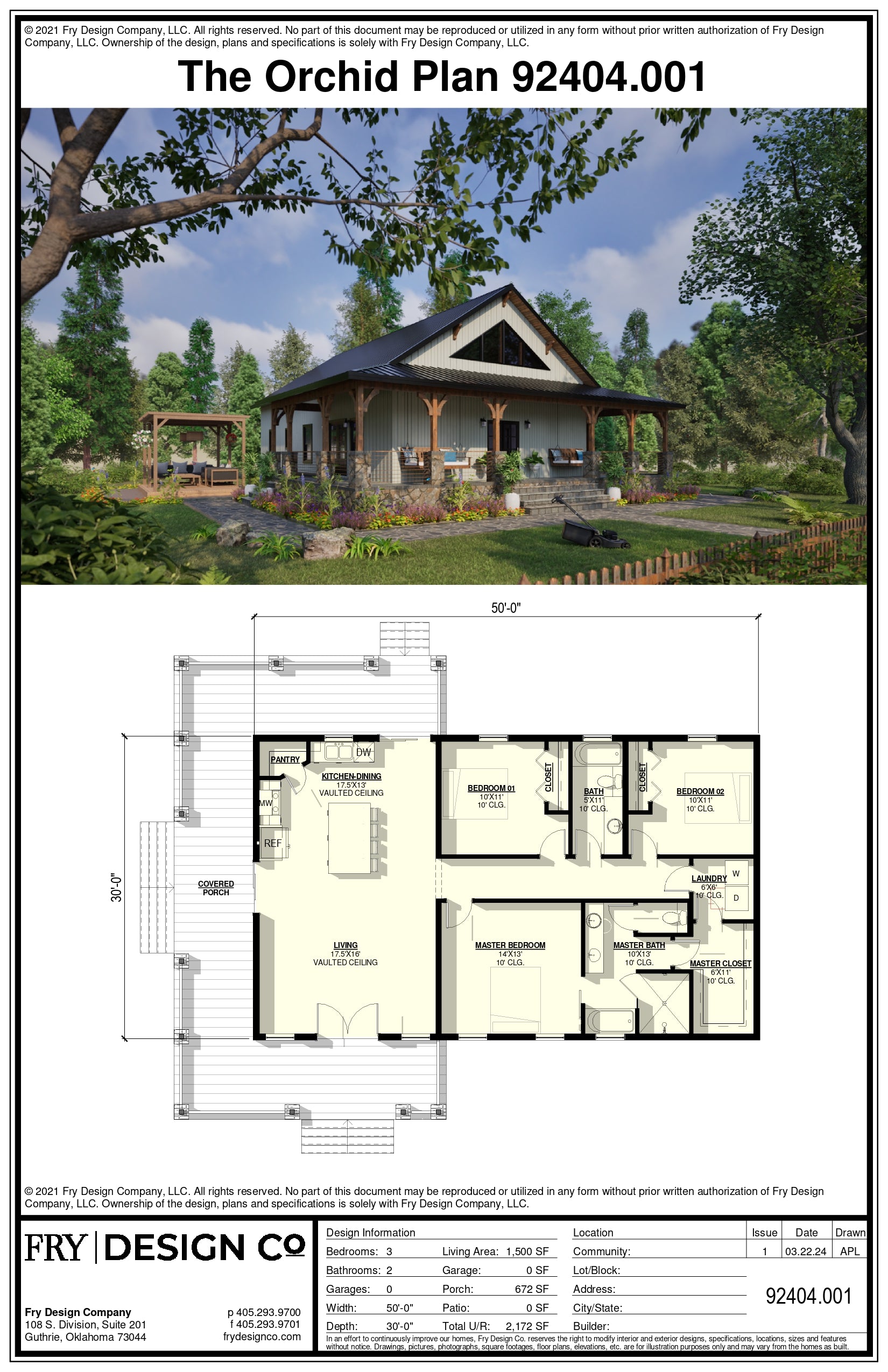 Orchid Plan (3/2/0 1,500 SF)