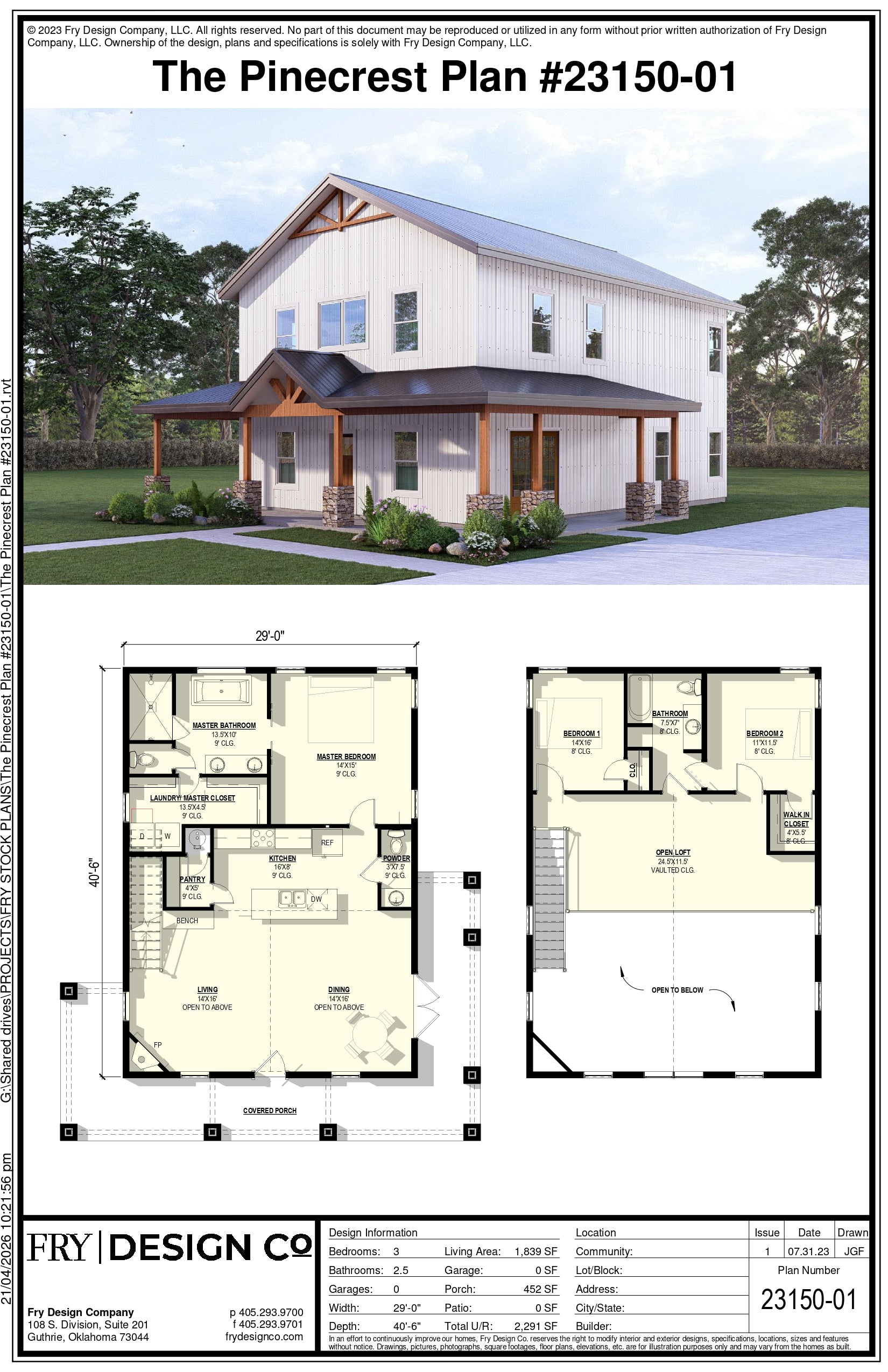 Pinecrest Plan (3/2.5/0 1,839 SF)