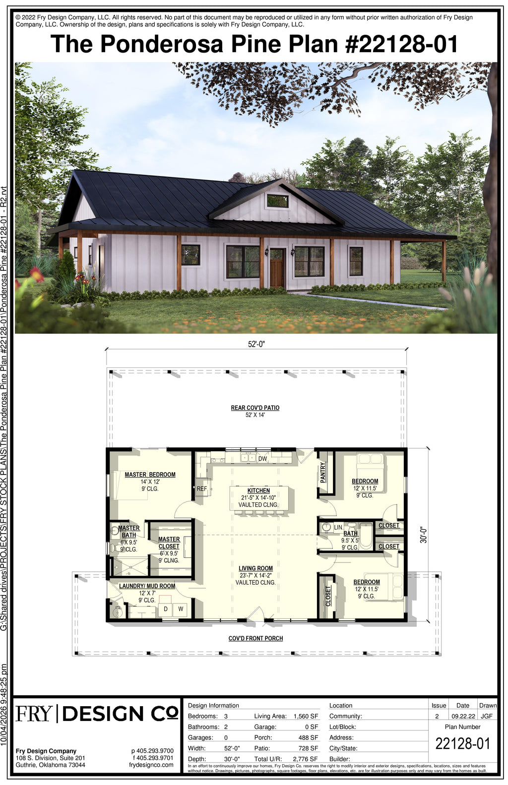Ponderosa Pine Plan (3/2/0 1,560 SF)