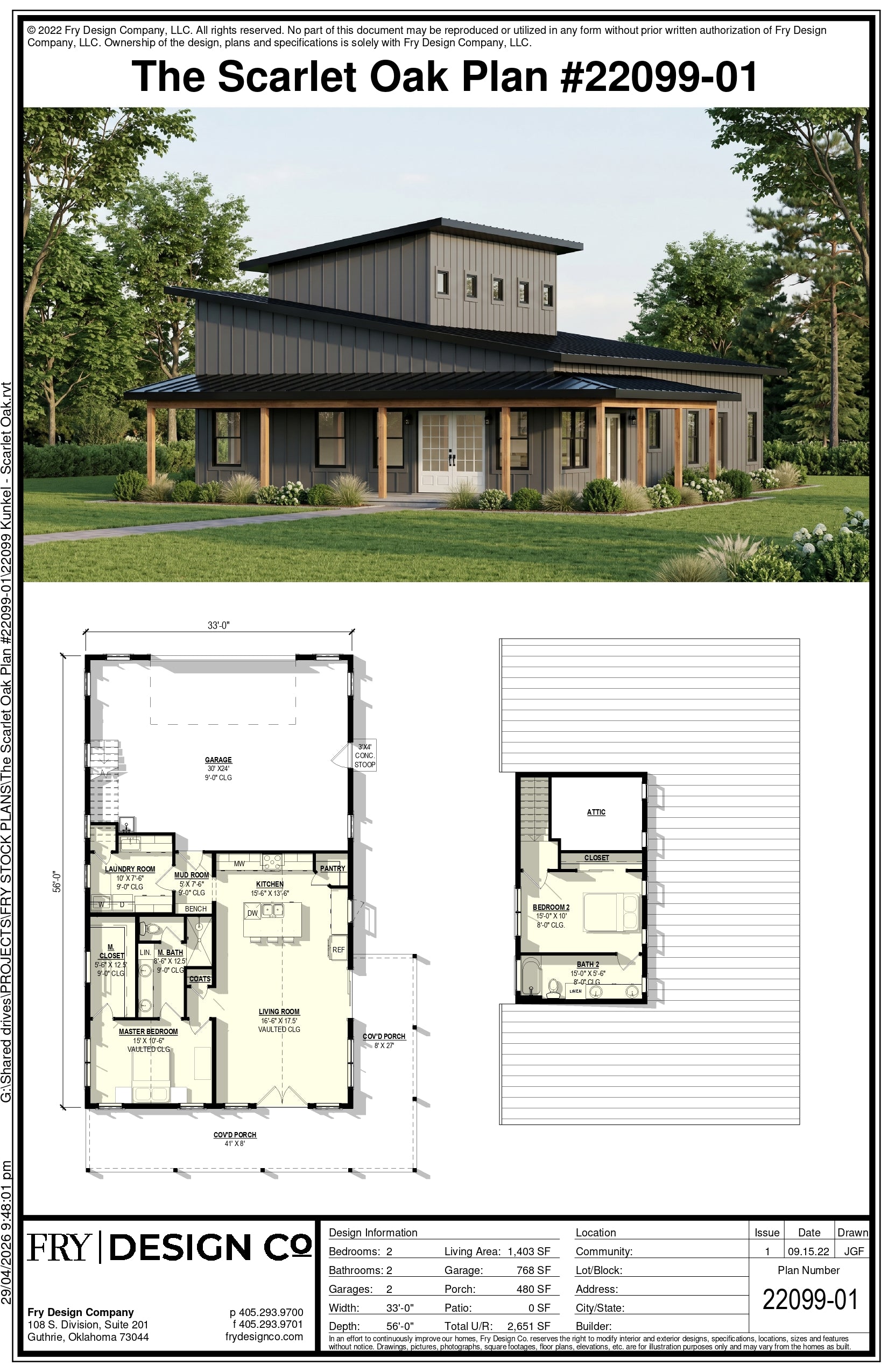 Scarlet Oak Plan (2/2/2 1,403 SF)