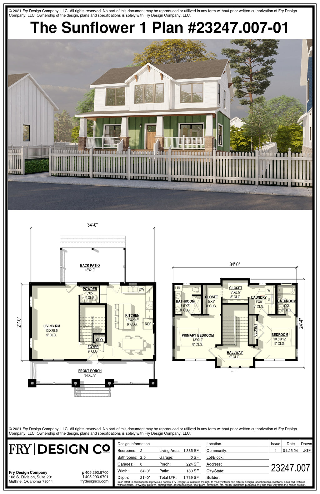 Sunflower 1 Plan (2/2.5/0 1,386 SF)