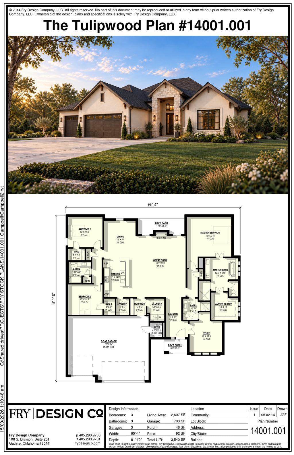 Tulipwood Plan #1 (3/3/3 2,607 SF)