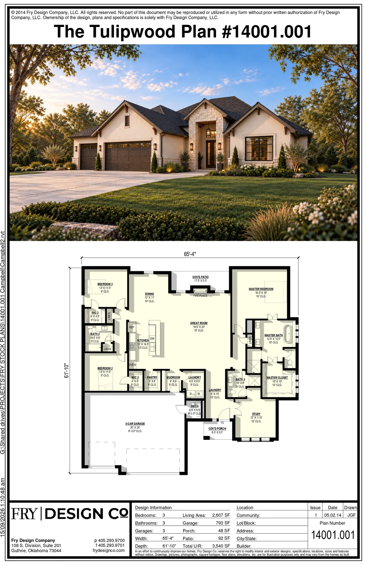Tulipwood Plan #1 (3/3/3 2,607 SF)