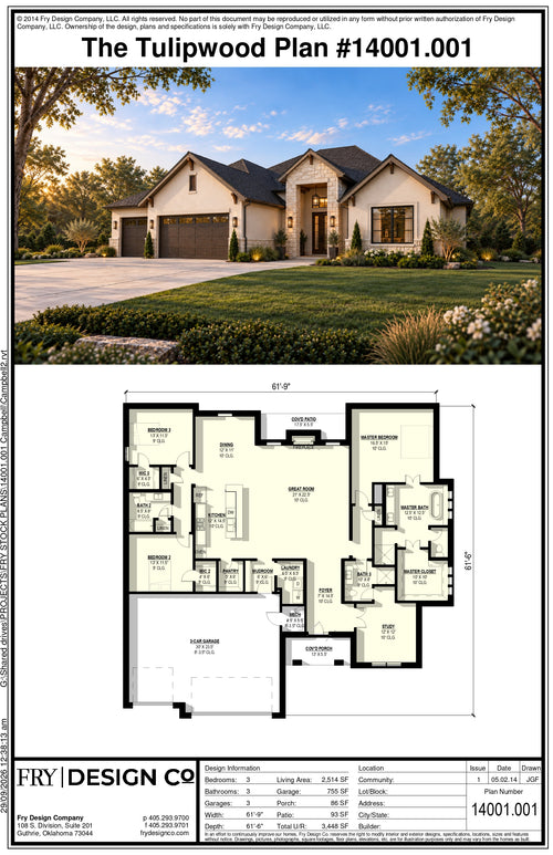 Tulipwood Plan #1 (3/3/3 2,514 SF)