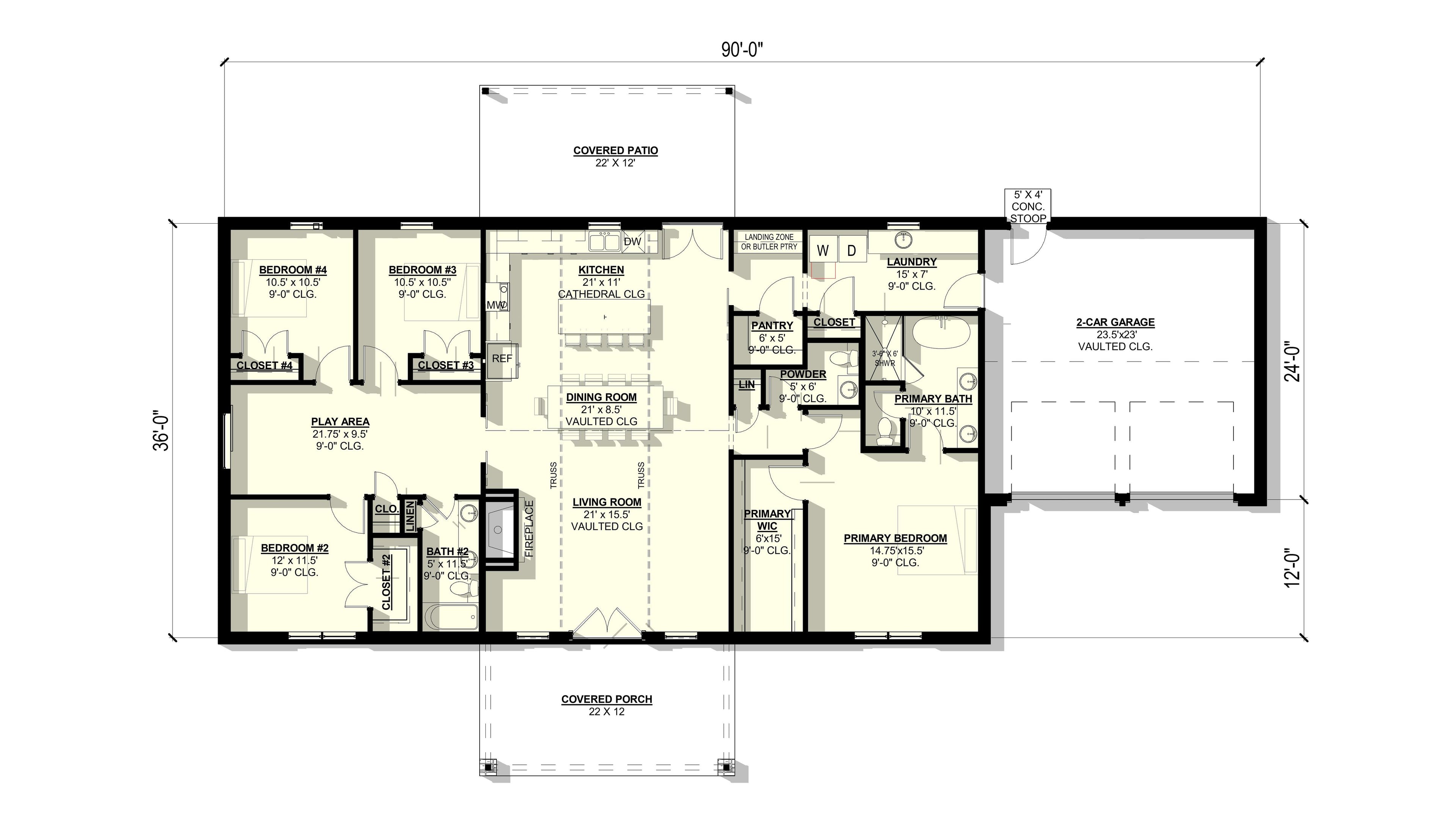 Aspen #2 Plan (4/2.5/2 2,376 SF)
