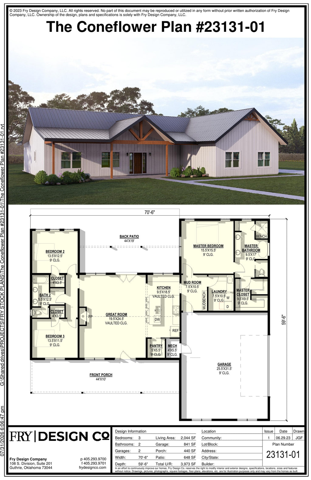Coneflower Plan (3/2/2 2,044 SF)