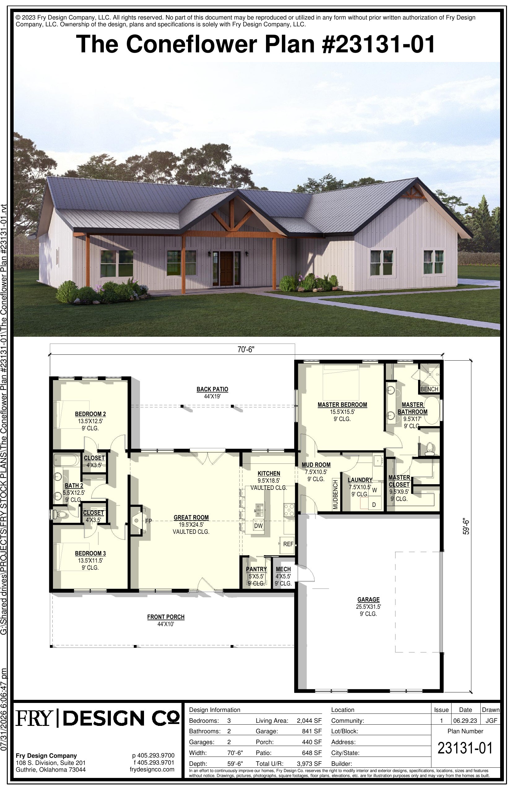 Coneflower Plan (3/2/2 2,044 SF)